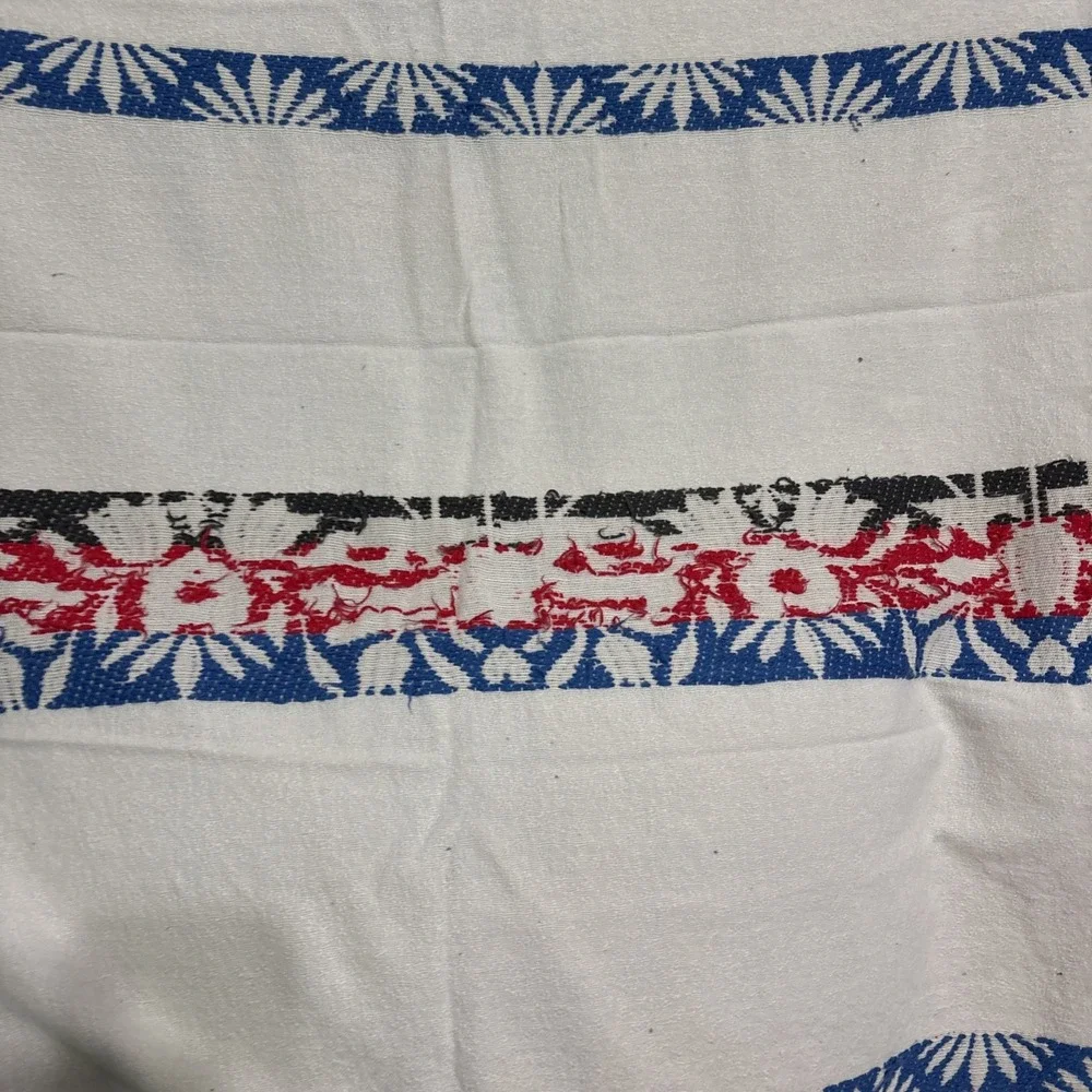 Vintage Embroidered Red White Blue King Size Bedspread 76